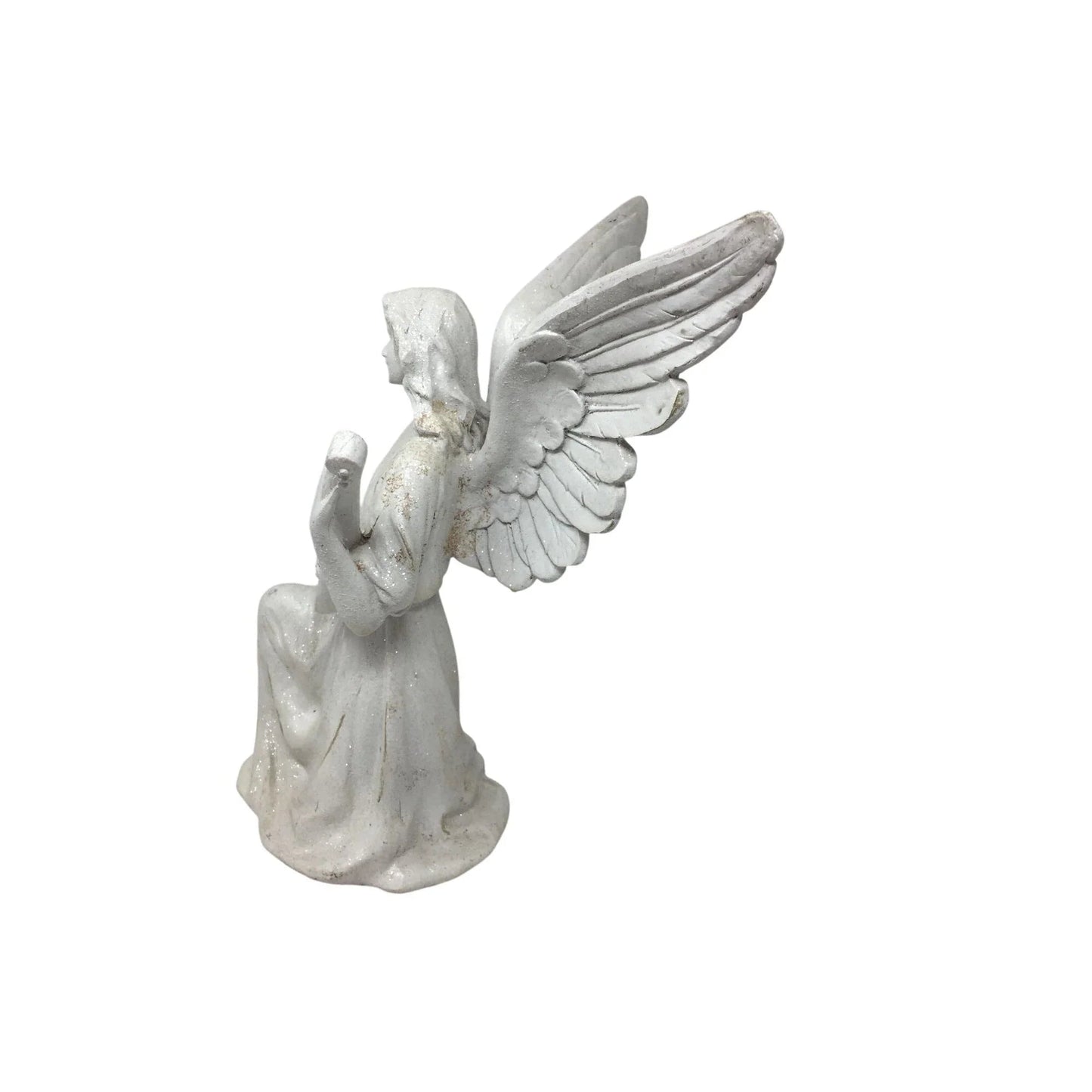 Vintage White Angel Playing a Mandolin Instrument Figurine Statue - A+ Stuff - Figurines - A+ Stuff