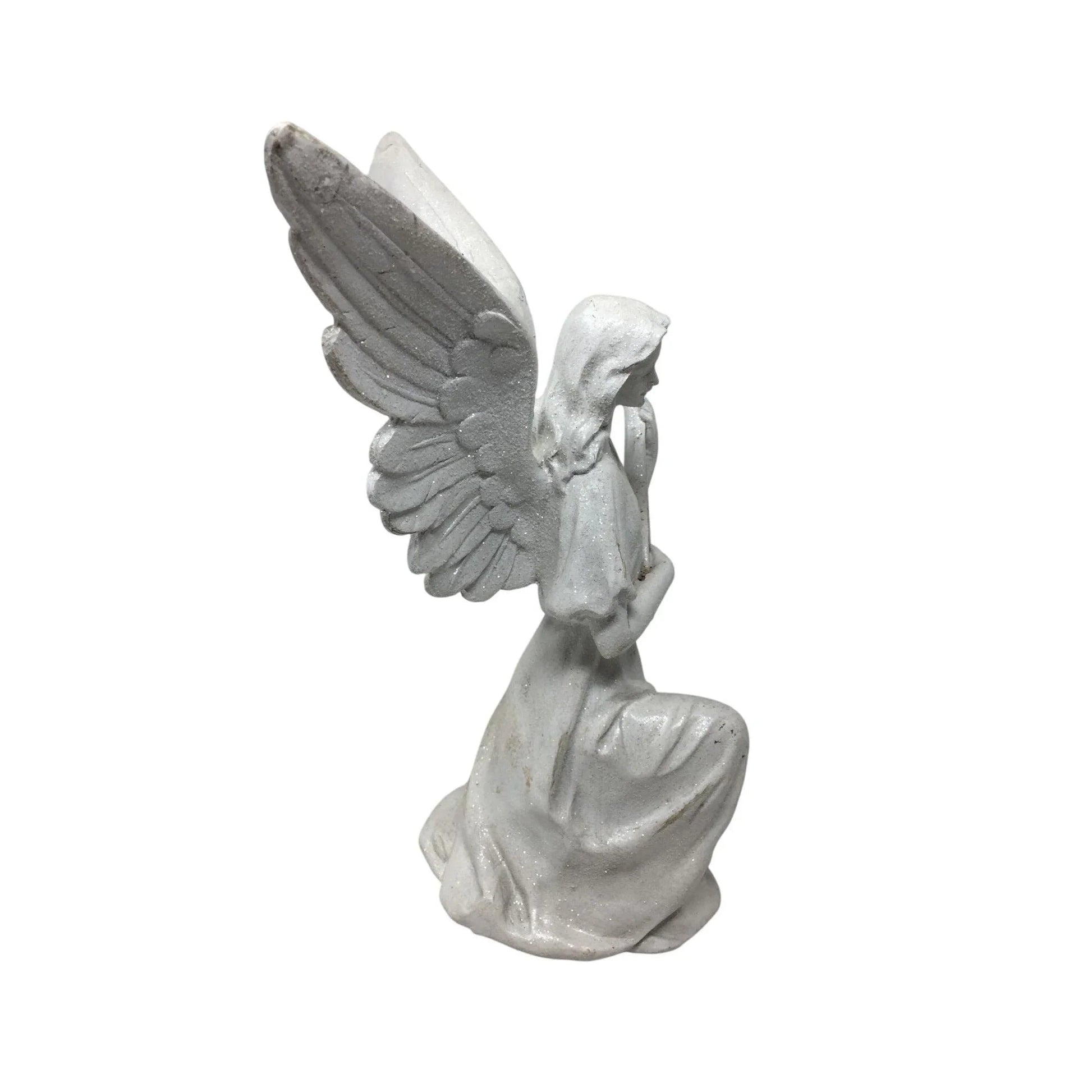 Vintage White Angel Playing a Mandolin Instrument Figurine Statue - A+ Stuff - Figurines - A+ Stuff