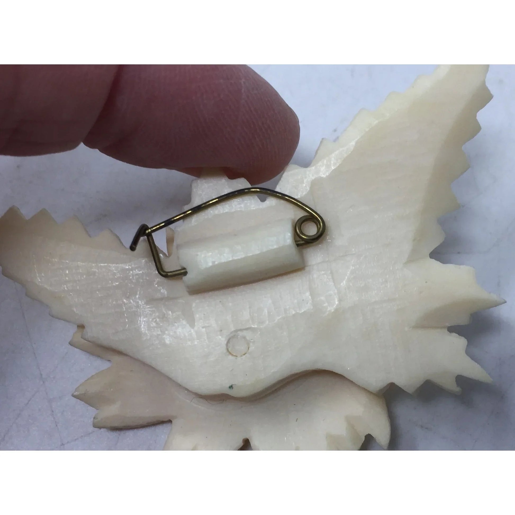 Vintage White Carved Flower Brooch Pin (No Markings) - A+ Stuff - Brooch - A+ Stuff