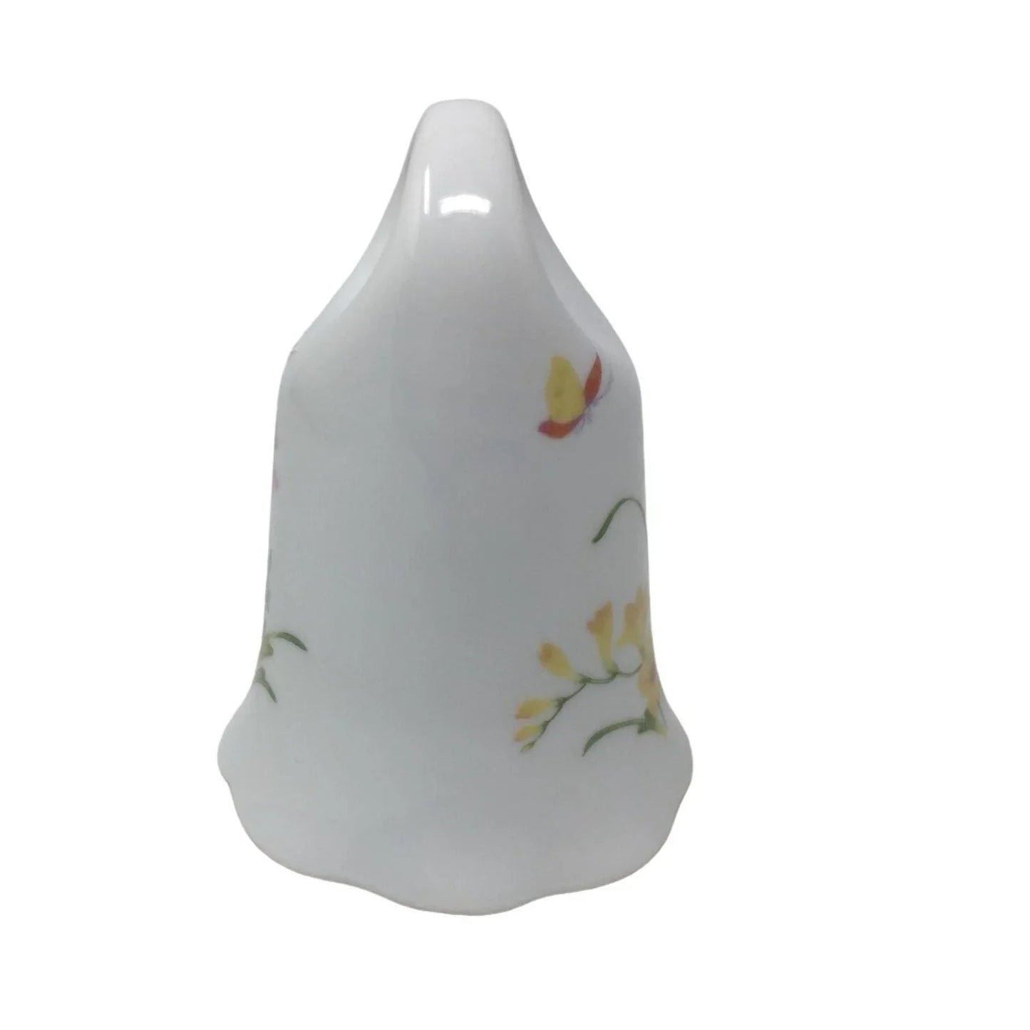 Vintage White Porcelain Hand Bell with Floral Print on both sides - A+ Stuff