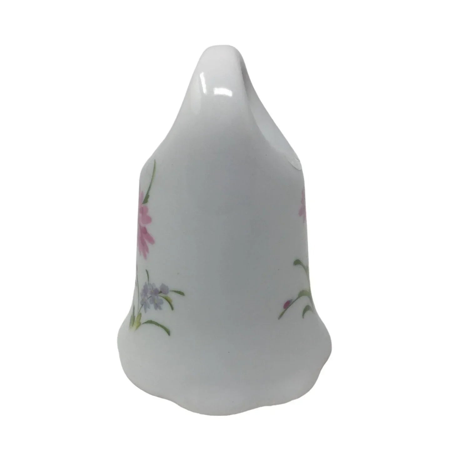Vintage White Porcelain Hand Bell with Floral Print on both sides - A+ Stuff