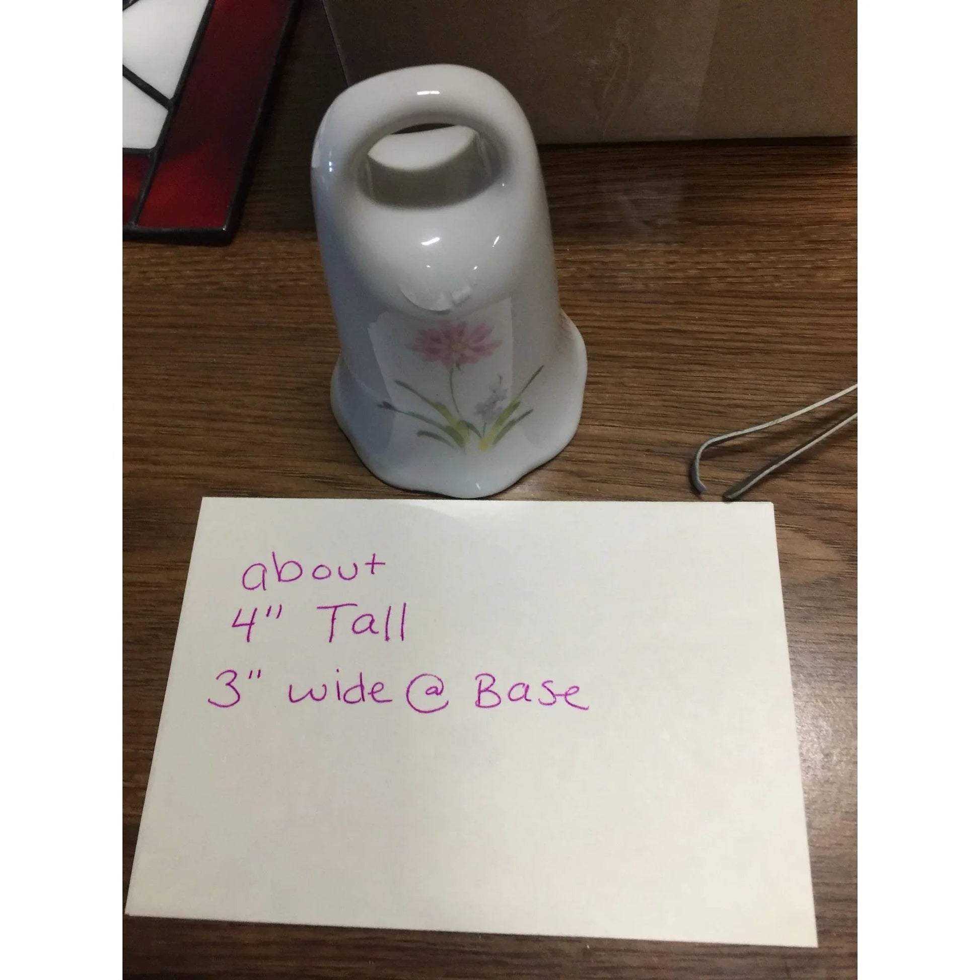 Vintage White Porcelain Hand Bell with Floral Print on both sides - A+ Stuff