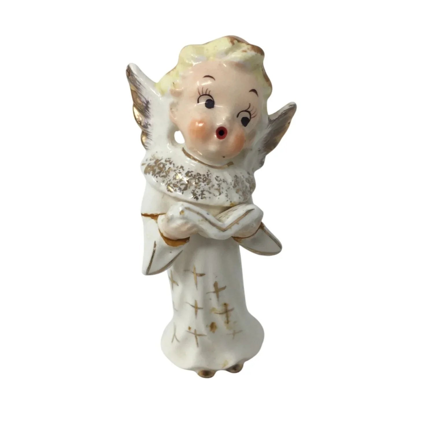 Vintage White Singing Angel - Hand Painted Artmark Originals Japan - A+ Stuff - Figurines - A+ Stuff