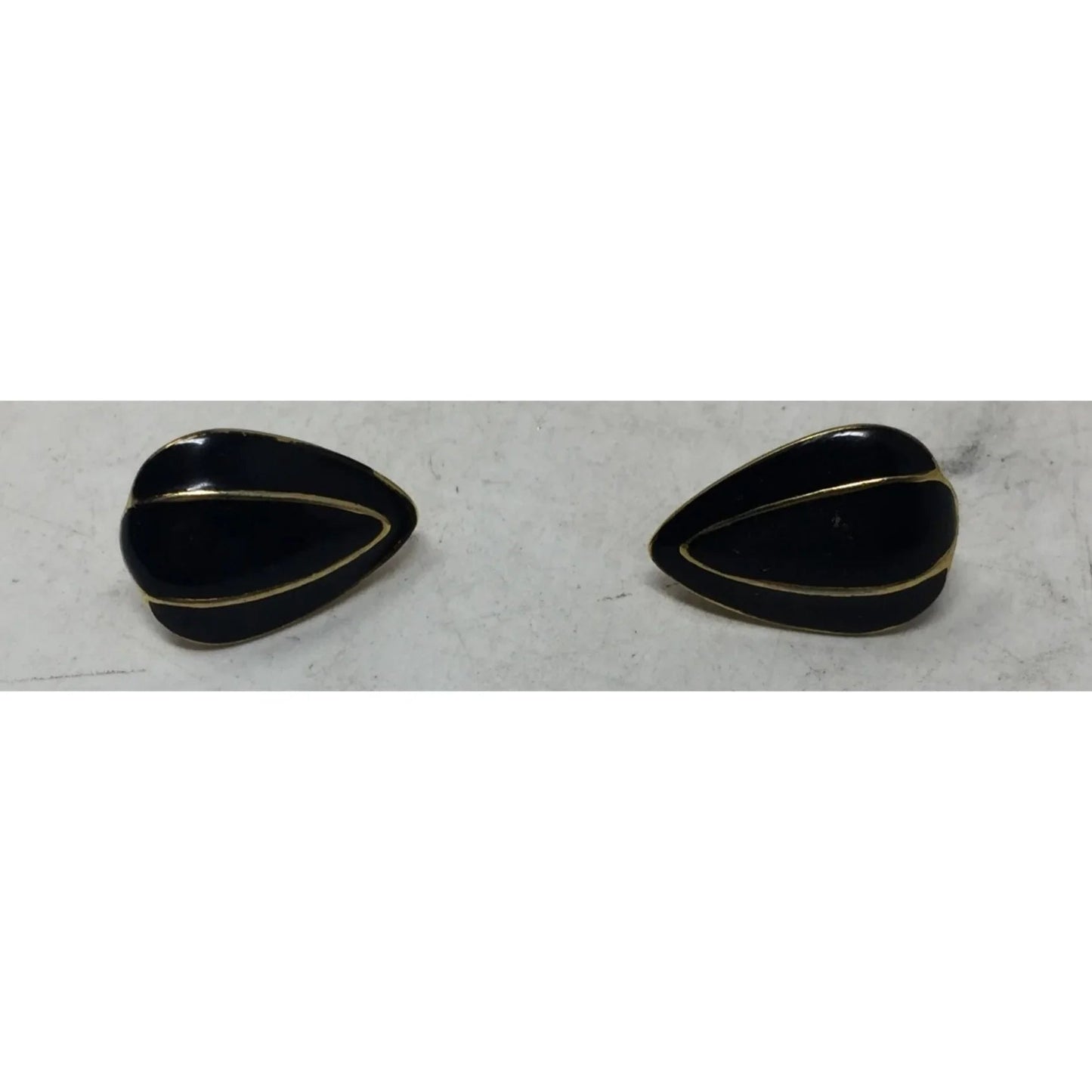 Vintage Women's Black and Gold Earrings - A+ Stuff - Earrings - A+ Stuff