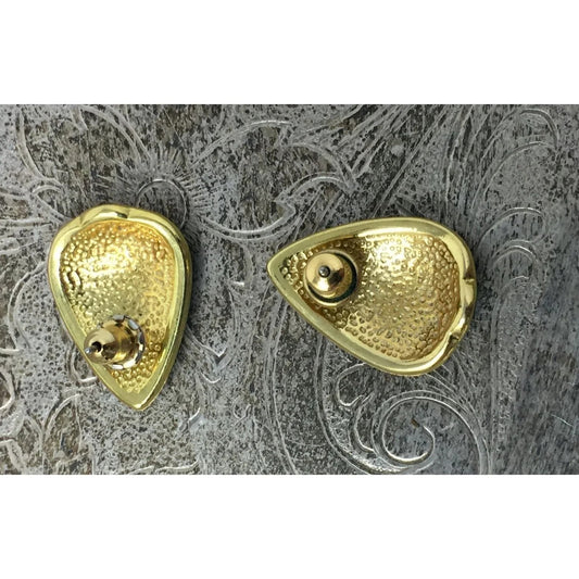 Vintage Women's Black and Gold Earrings - A+ Stuff - Earrings - A+ Stuff