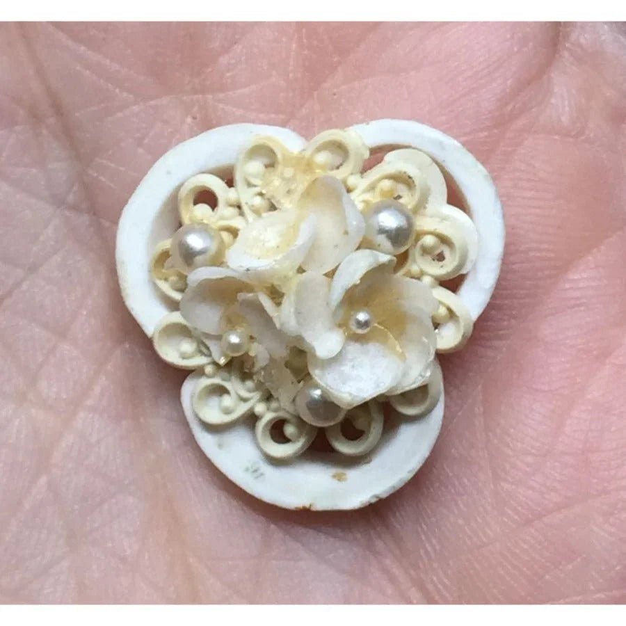 Vintage Women's Clip - On White Flower and Faux Pearl Earrings - A+ Stuff - Earrings - A+ Stuff