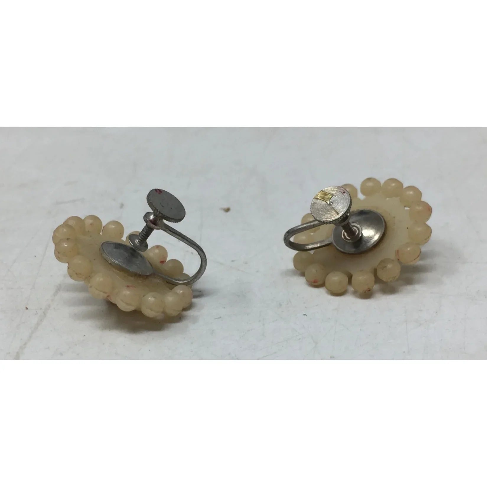 Vintage Women's Faux Pearl Cluster White Clip On Screw Back Earrings - A+ Stuff - Earrings - A+ Stuff
