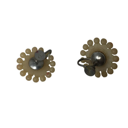 Vintage Women's Faux Pearl Cluster White Clip On Screw Back Earrings - A+ Stuff - Earrings - A+ Stuff
