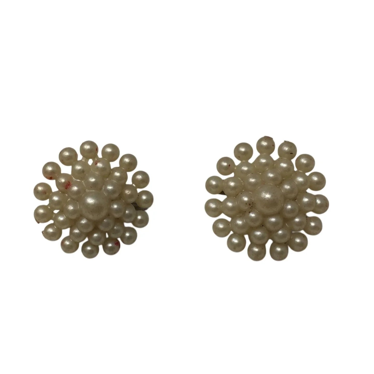 Vintage Women's Faux Pearl Cluster White Clip On Screw Back Earrings - A+ Stuff - Earrings - A+ Stuff