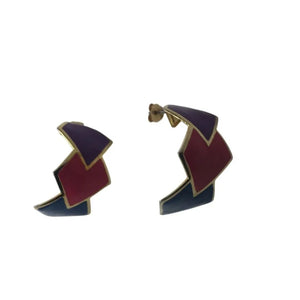 Vintage Women's Gold Tone Earrings (Blue, Pink, Purple)