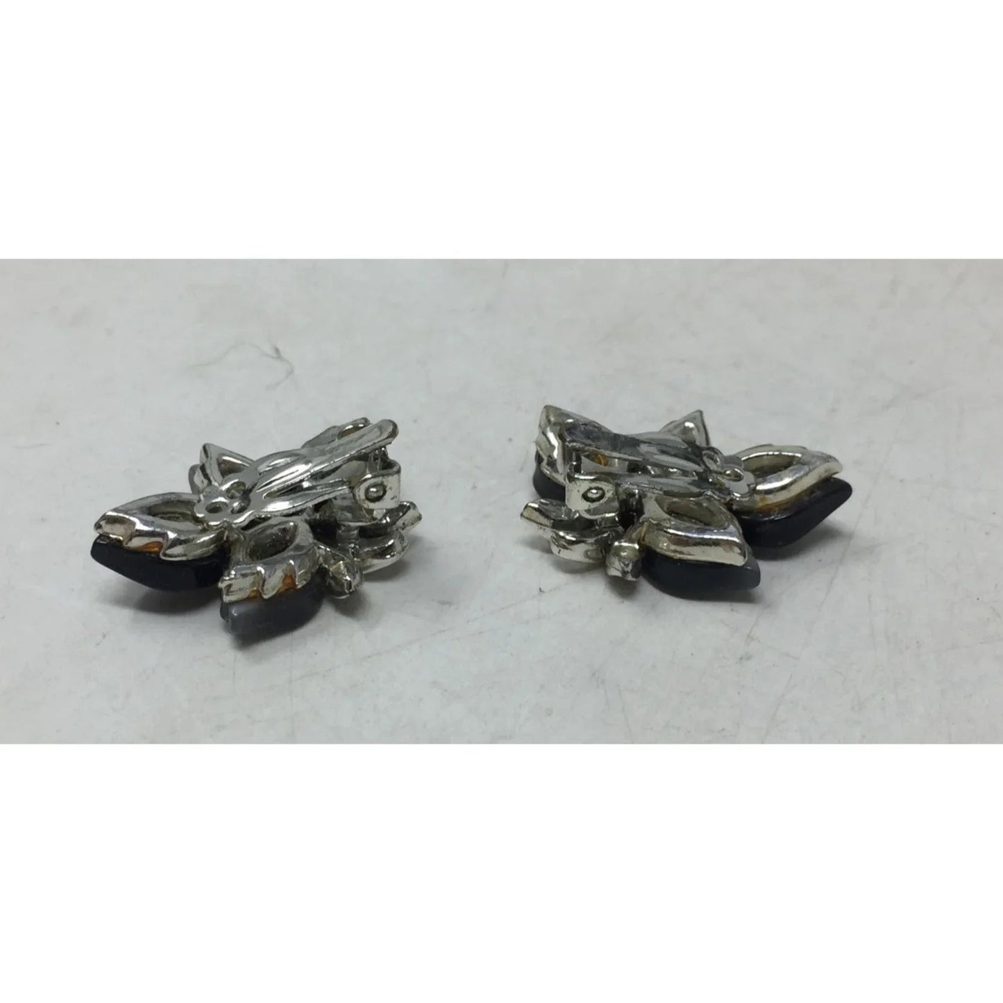 Vintage Women's Gray and Silver tone Clip On Earrings - A+ Stuff - Earrings - A+ Stuff