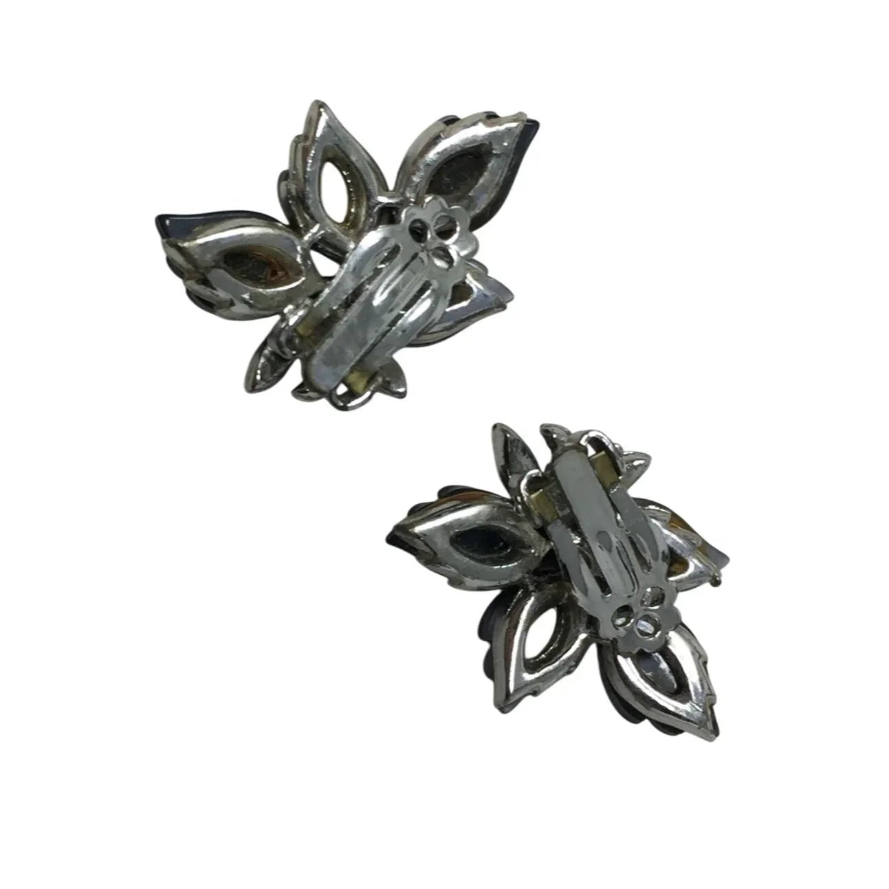 Vintage Women's Gray and Silver tone Clip On Earrings - A+ Stuff - Earrings - A+ Stuff