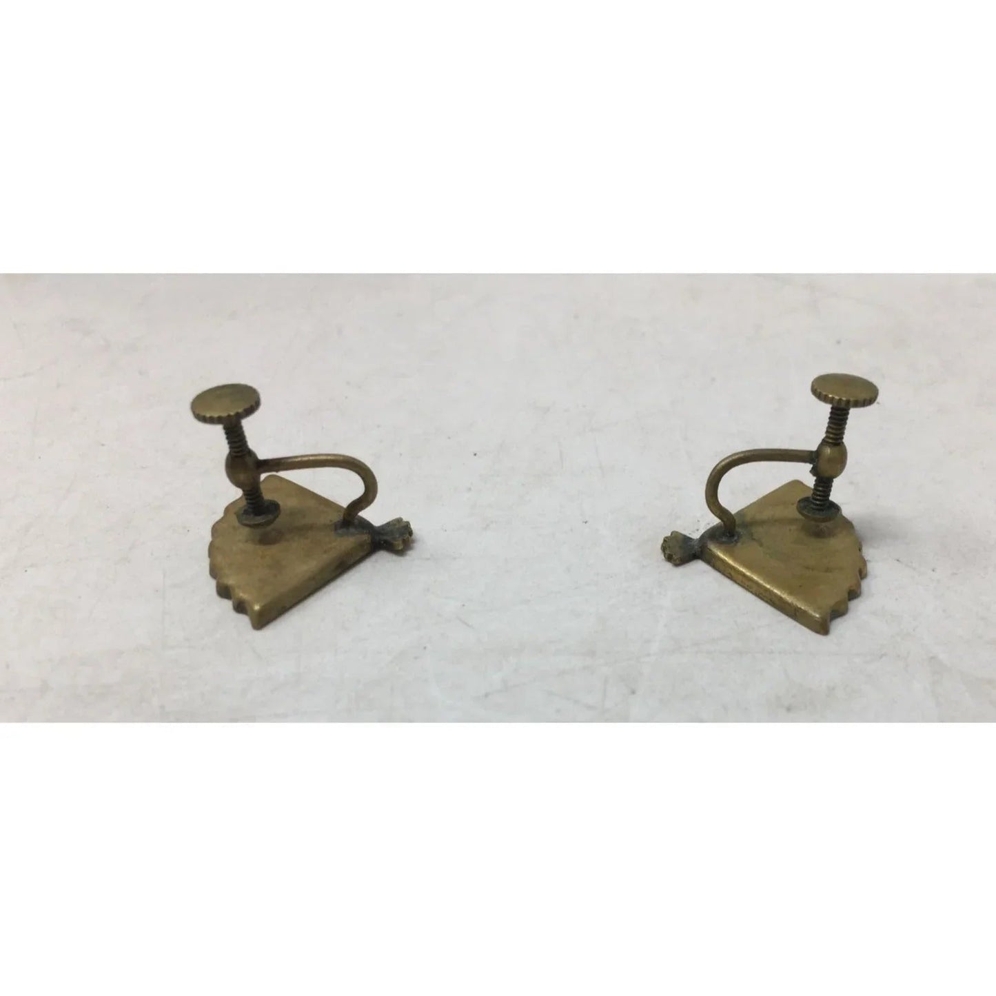 Vintage Women's Japanese Damascene fan K24 Gold Tone Screw Back Earrings - A+ Stuff - Earrings - A+ Stuff