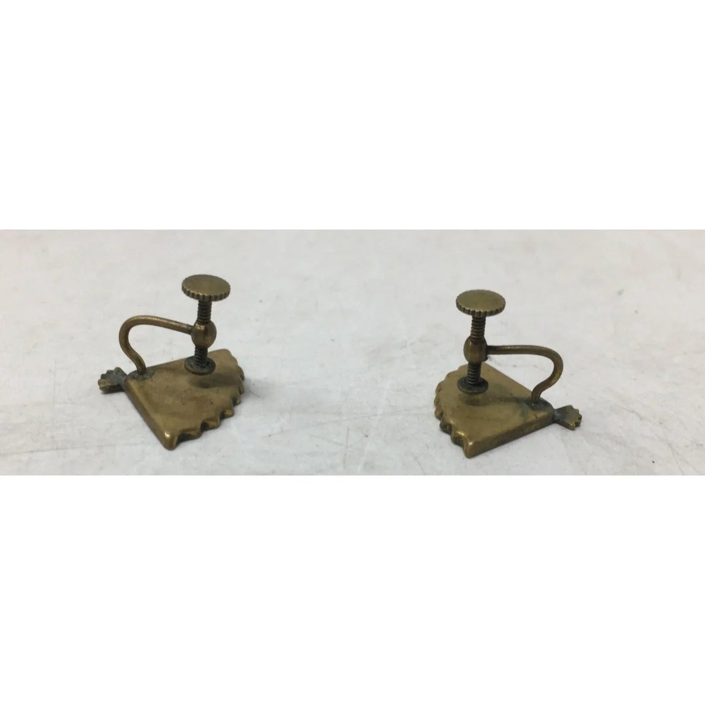 Vintage Women's Japanese Damascene fan K24 Gold Tone Screw Back Earrings - A+ Stuff - Earrings - A+ Stuff