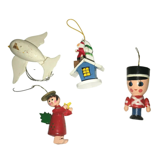 Vintage Wooden Christmas Tree Ornaments - Angel Soldier, House, Bird - Unbranded - Christmas Ornament - A+ Stuff