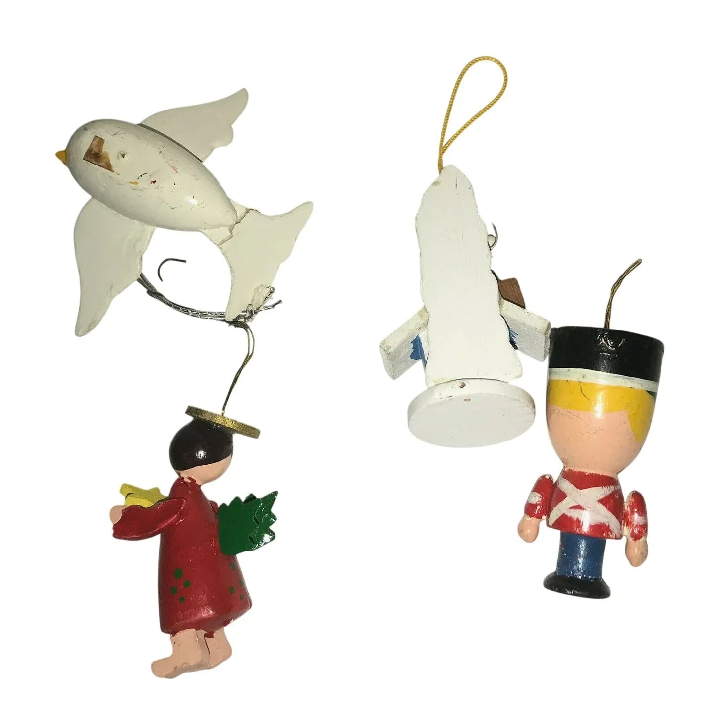 Vintage Wooden Christmas Tree Ornaments - Angel Soldier, House, Bird - Unbranded - Christmas Ornament - A+ Stuff