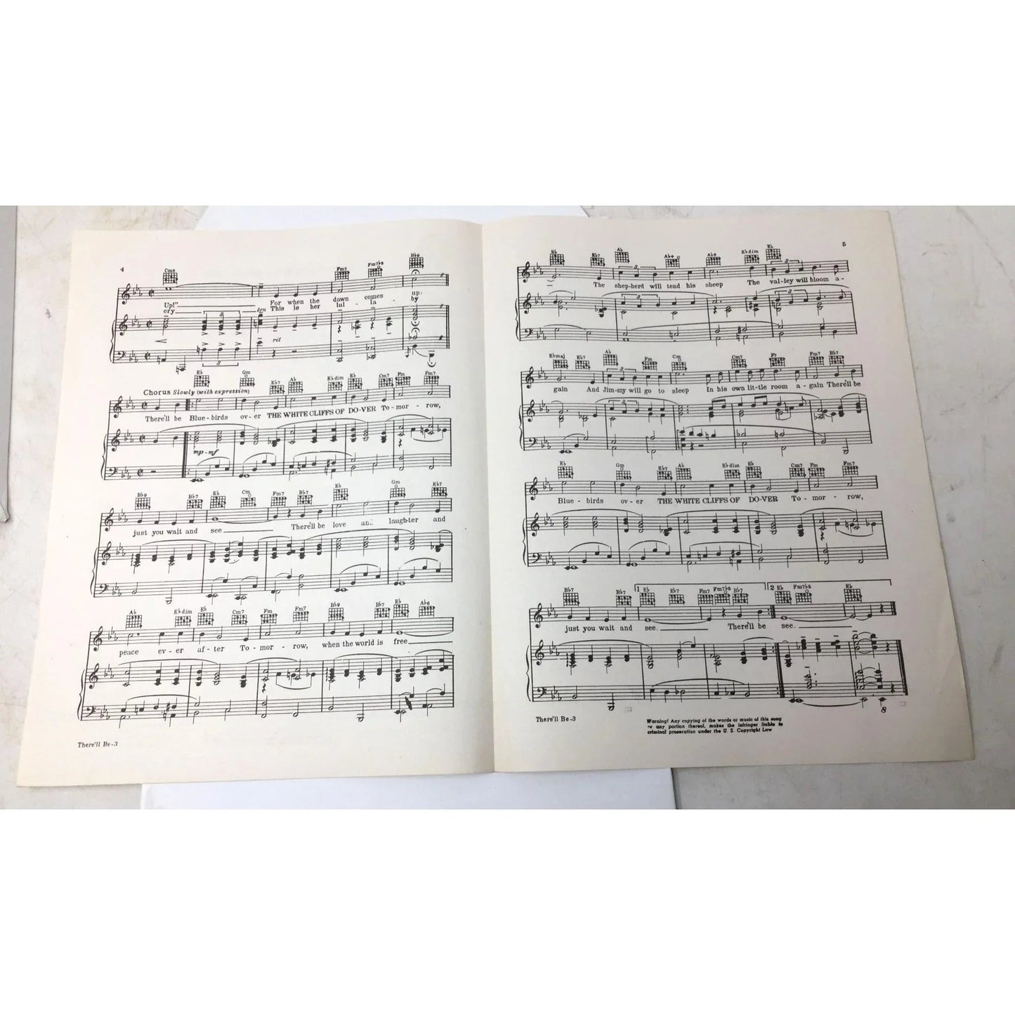 Vintage WWII Sheet Music 'There'll Be Bluebirds Over The White Cliffs of Dover' - unbranded - SHEET MUSIC - A+ Stuff