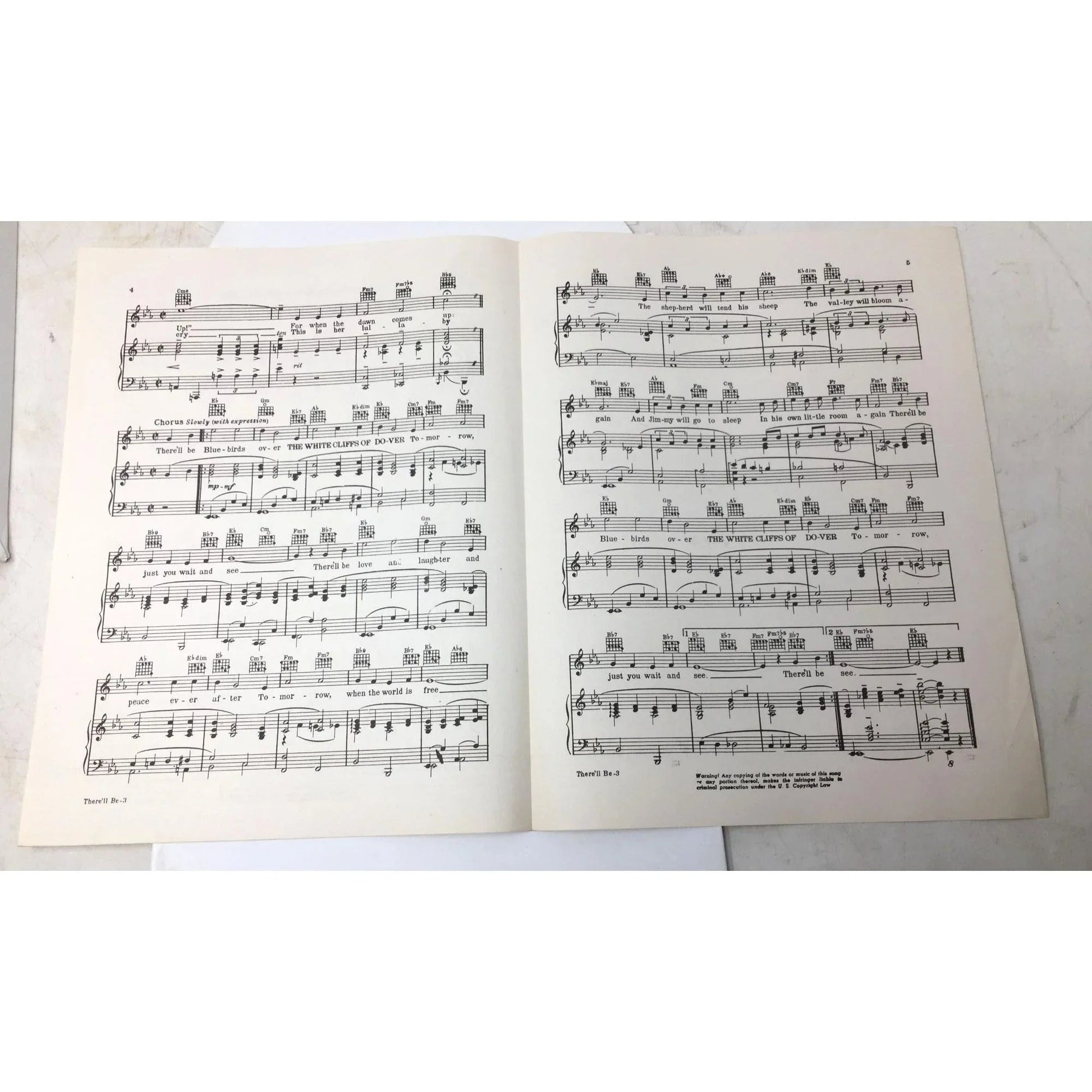 Vintage WWII Sheet Music 'There'll Be Bluebirds Over The White Cliffs of Dover' - unbranded - SHEET MUSIC - A+ Stuff