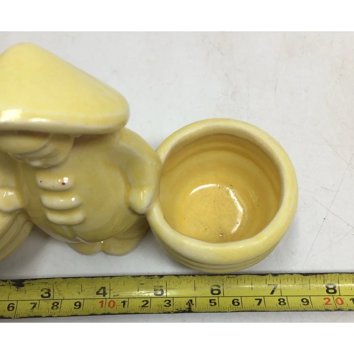 Vintage Yellow Glossy Ceramic Planter Girl with Baskets - A+ Stuff - Vase or Holder - A+ Stuff