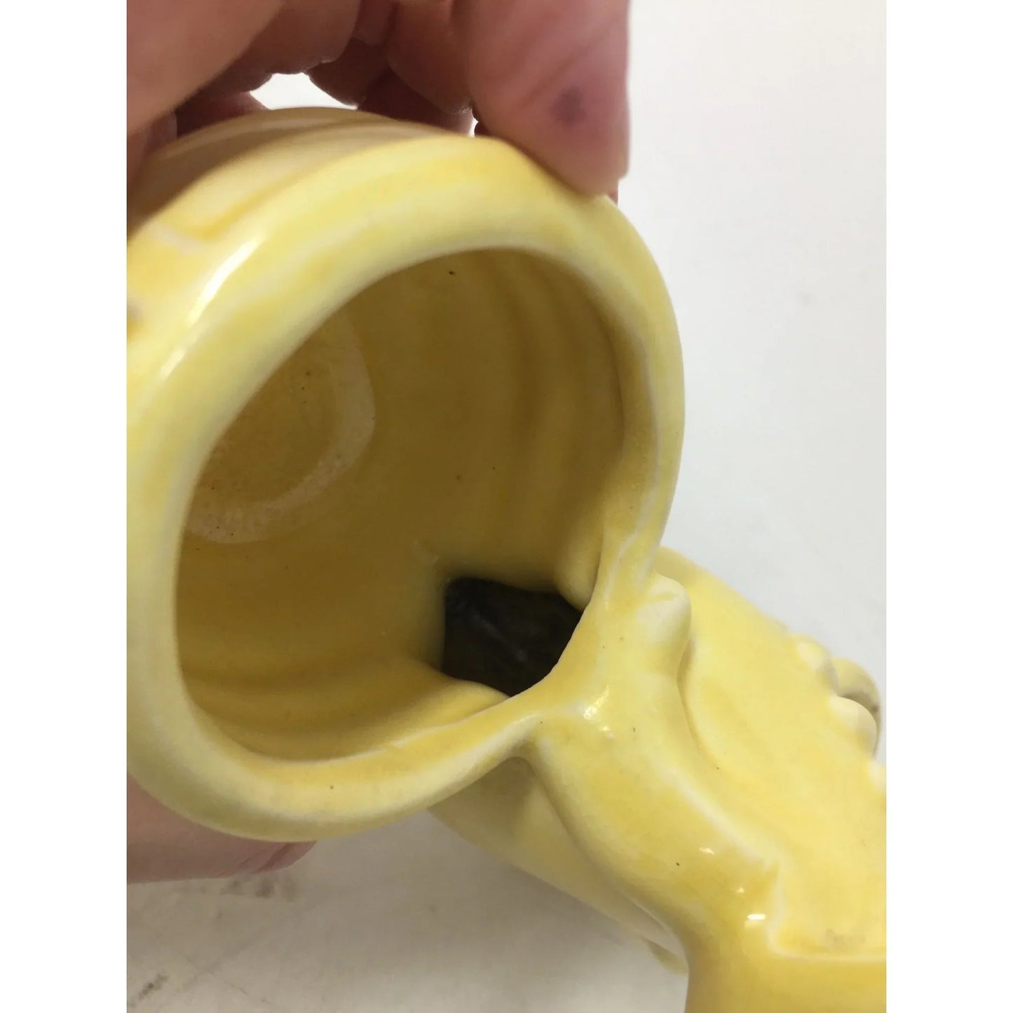 Vintage Yellow Glossy Ceramic Planter Girl with Baskets - A+ Stuff - Vase or Holder - A+ Stuff