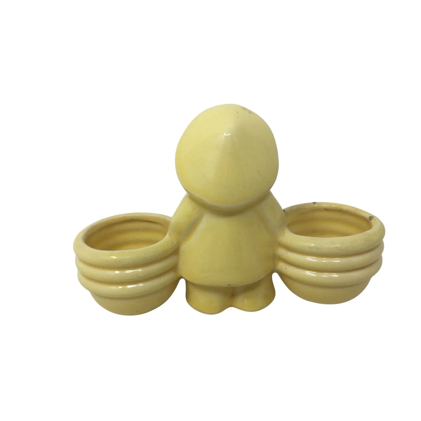 Vintage Yellow Glossy Ceramic Planter Girl with Baskets - A+ Stuff - Vase or Holder - A+ Stuff