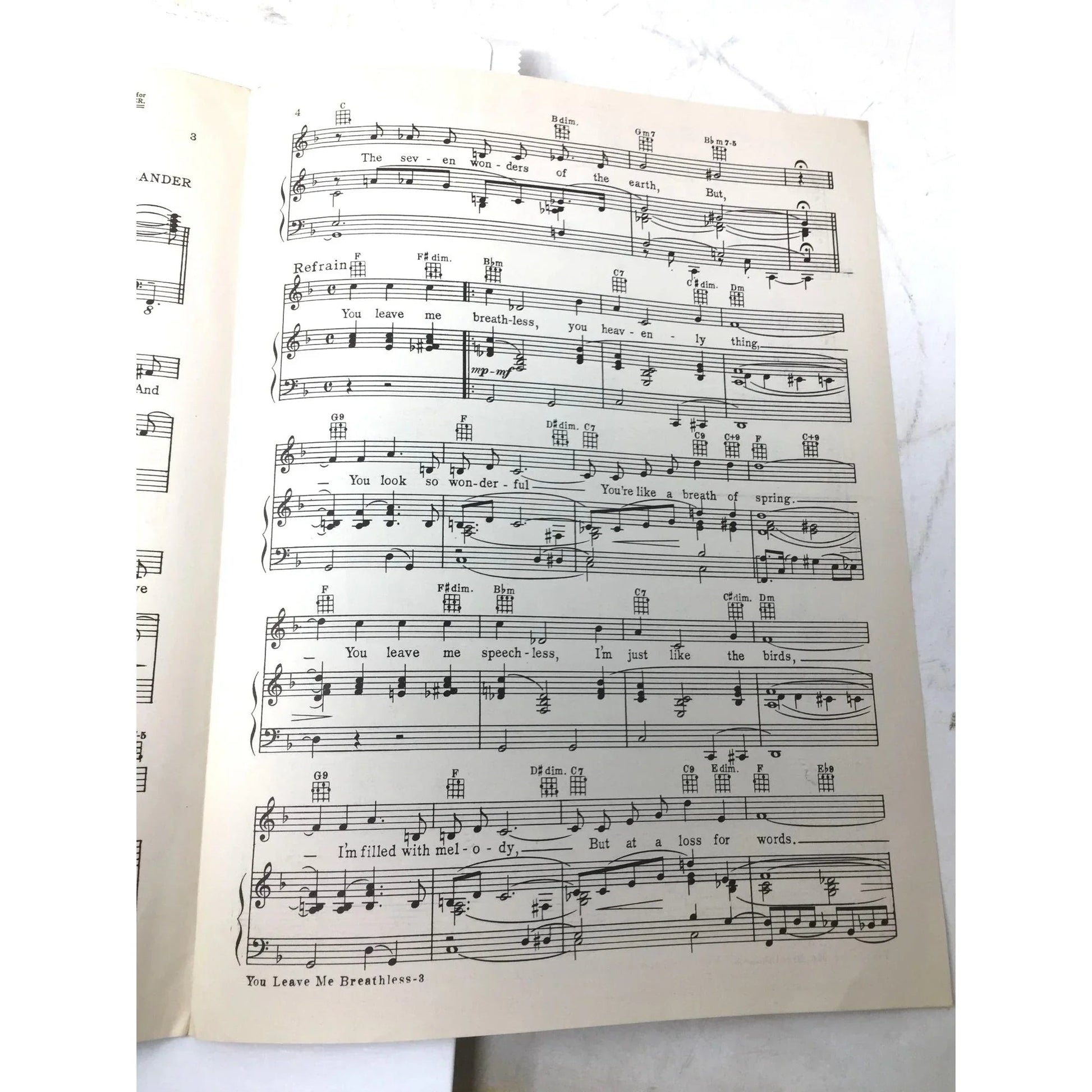 Vintage 'You Leave Me Breathless' Sheet Music - unbranded - SHEET MUSIC - A+ Stuff