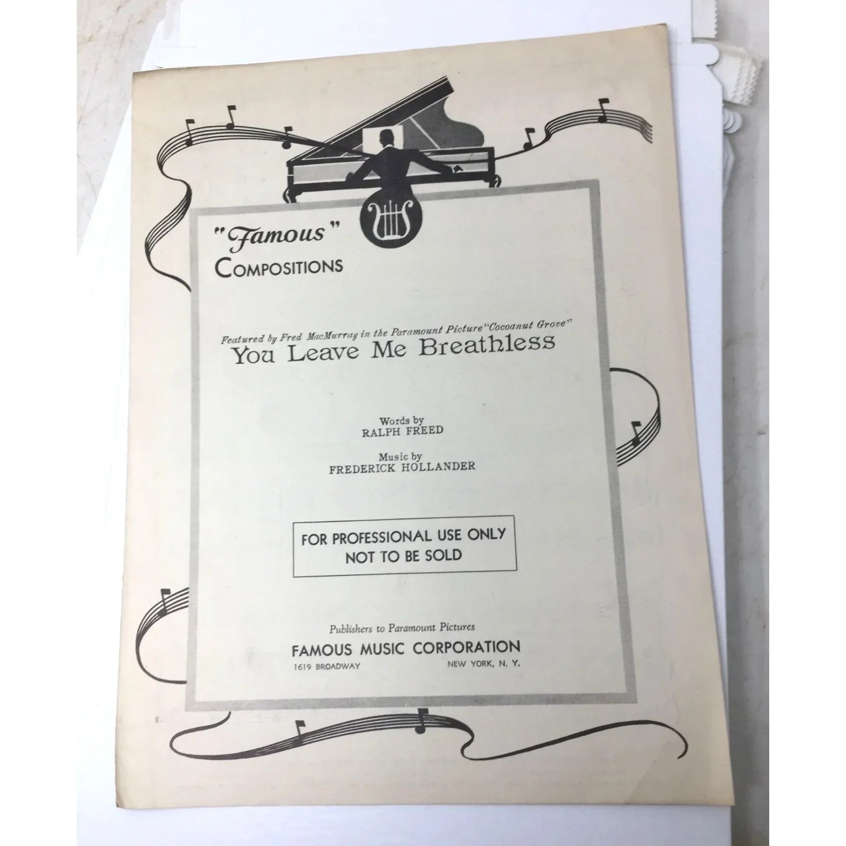 Vintage 'You Leave Me Breathless' Sheet Music - unbranded - SHEET MUSIC - A+ Stuff