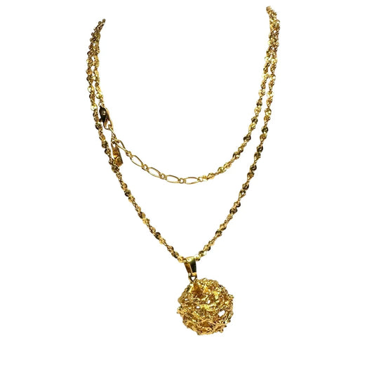 Vintage Yves Saint Laurent (YSL) Gold Plated Filigree Ball Necklace 26" Long - Yves Saint Laurent - Pendant with Necklace - A+ Stuff