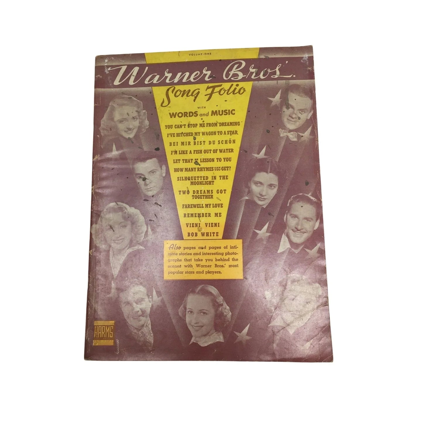 Volume 1 - Warner Bros Song Folio with words and music - A+ Stuff - SHEET MUSIC - A+ Stuff