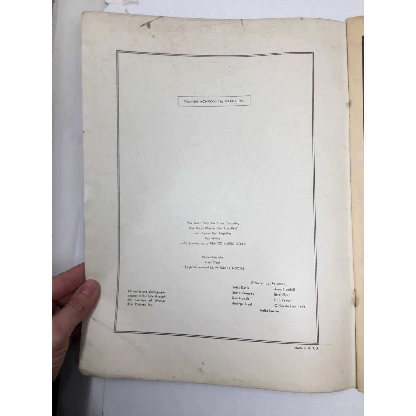 Volume 1 - Warner Bros Song Folio with words and music - A+ Stuff - SHEET MUSIC - A+ Stuff