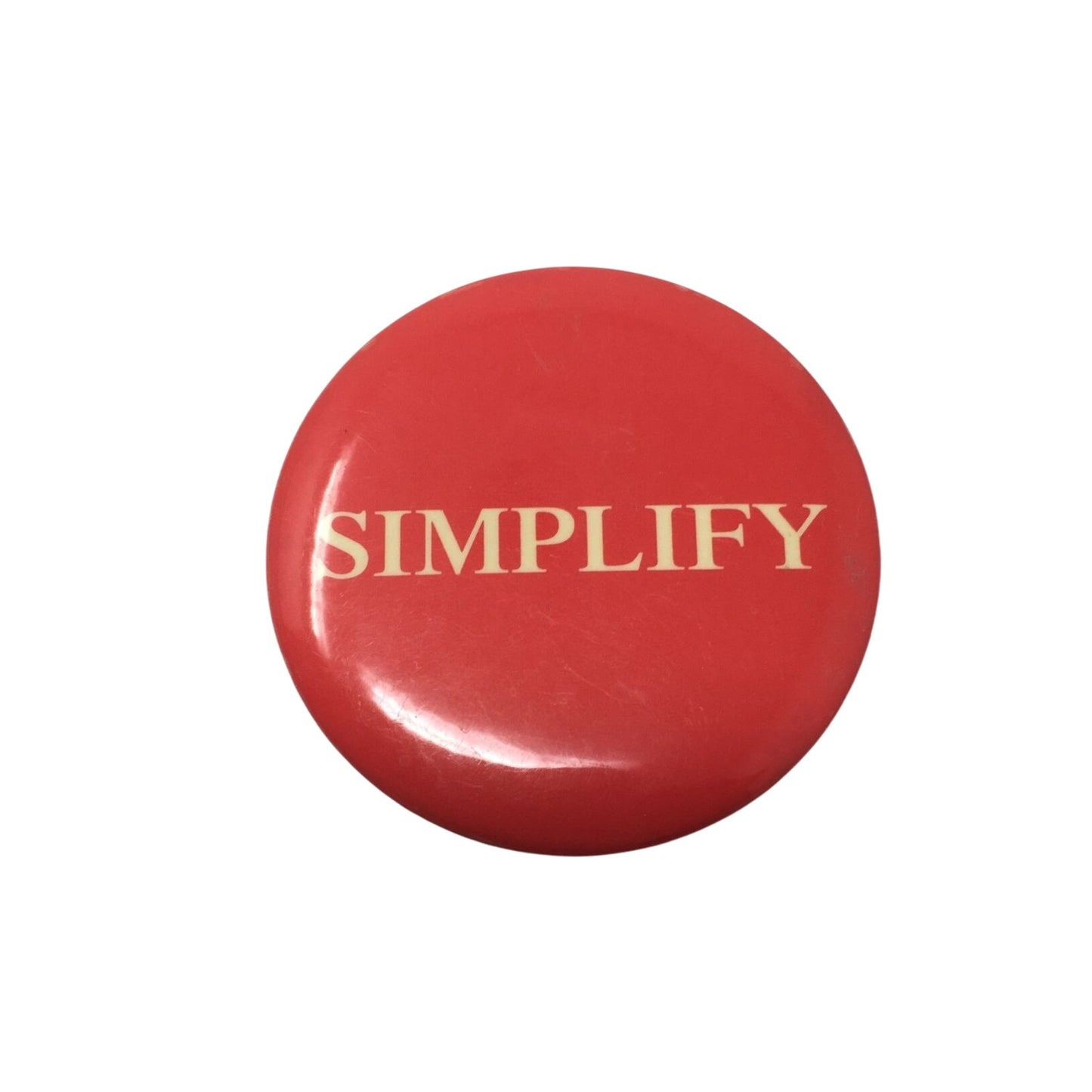 ''Simplify'' Red Pin with White letters