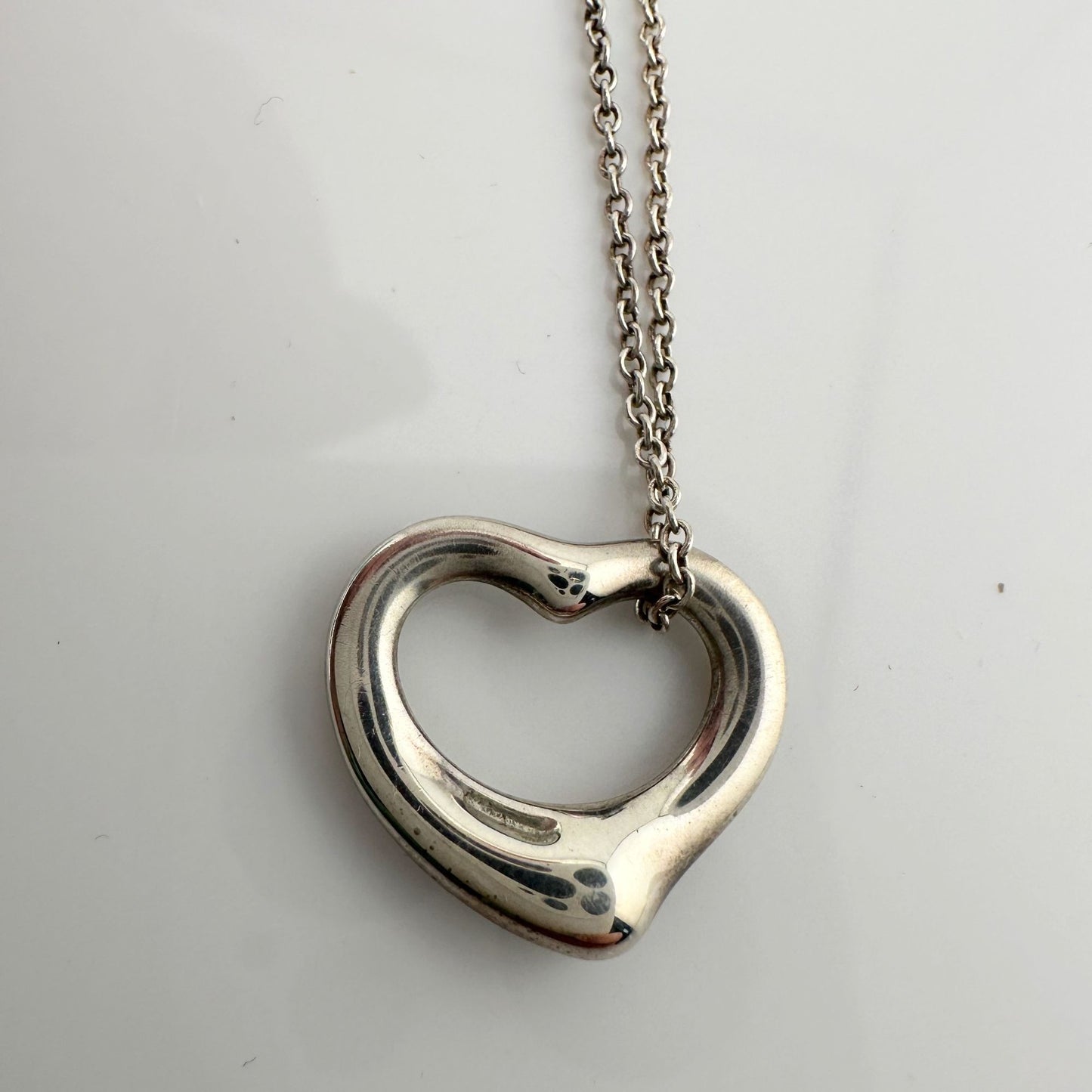 Tiffany & Co Open Heart Necklace in Sterling Silver with Dust Bag & Box