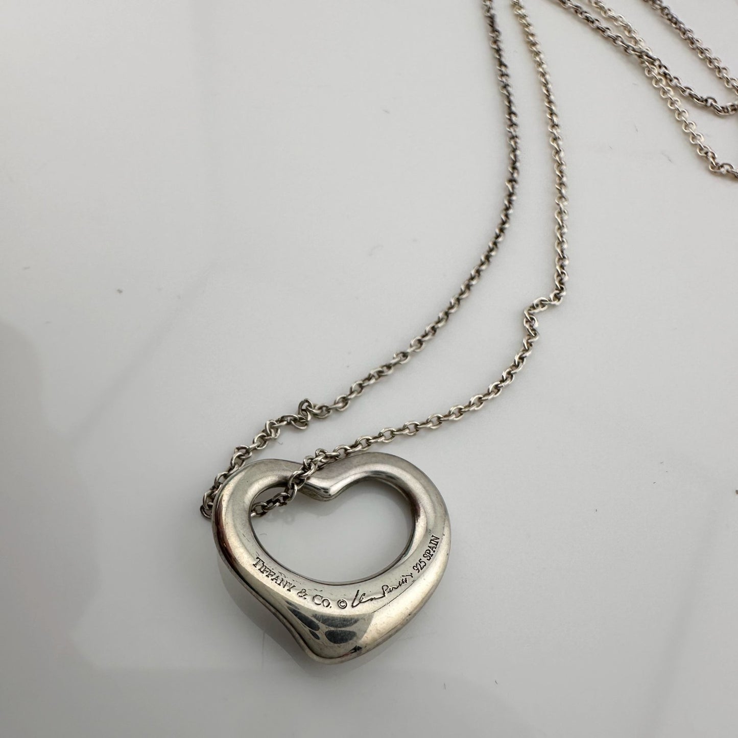 Tiffany & Co Open Heart Necklace in Sterling Silver with Dust Bag & Box