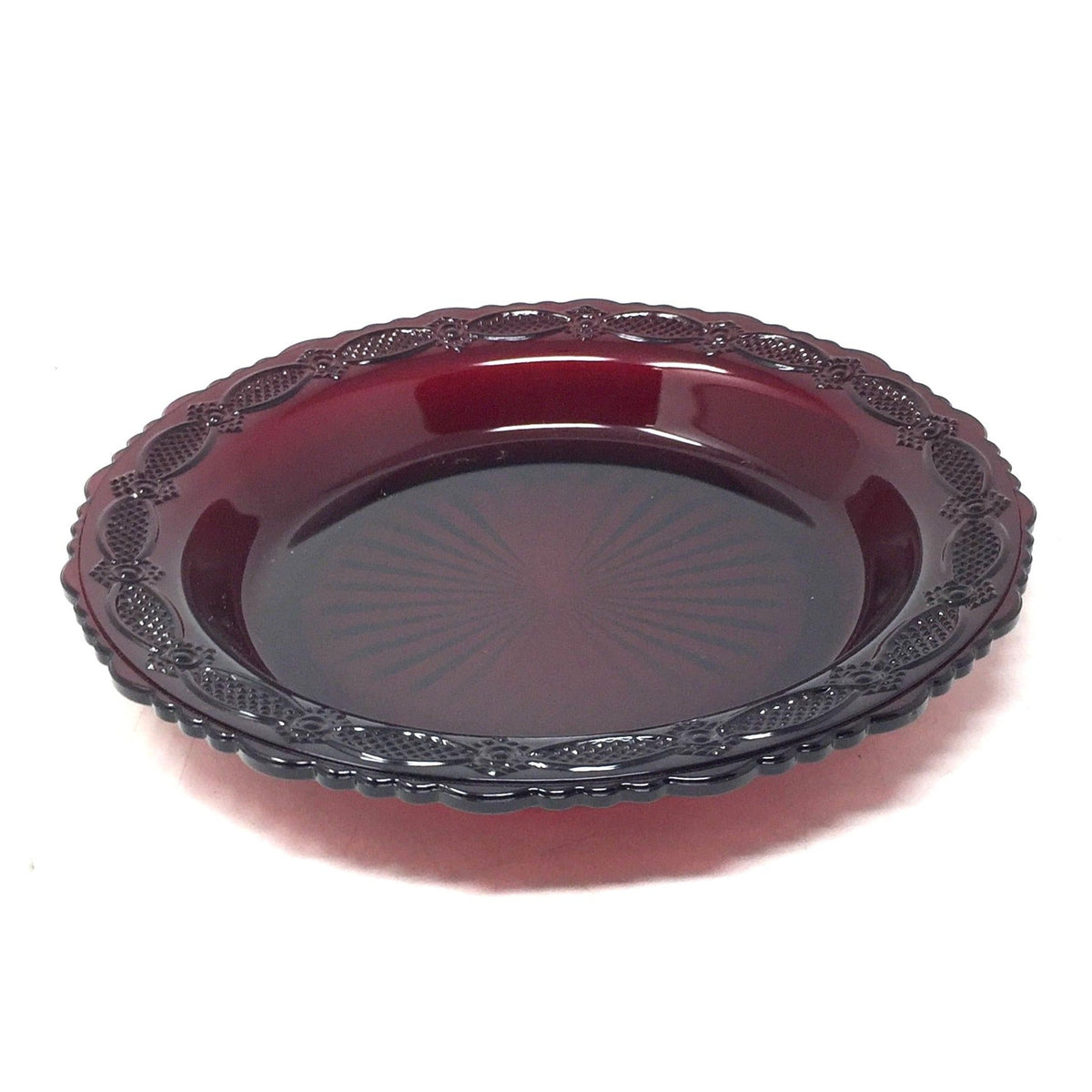 Vintage Avon 1876 Cape Cod Ruby Red Glass Rim Pie Plate  (10 5/8") Avon  A+ Stuff