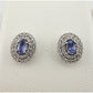 Beautiful Lab Created Tanzanite Halo Stud Earrings