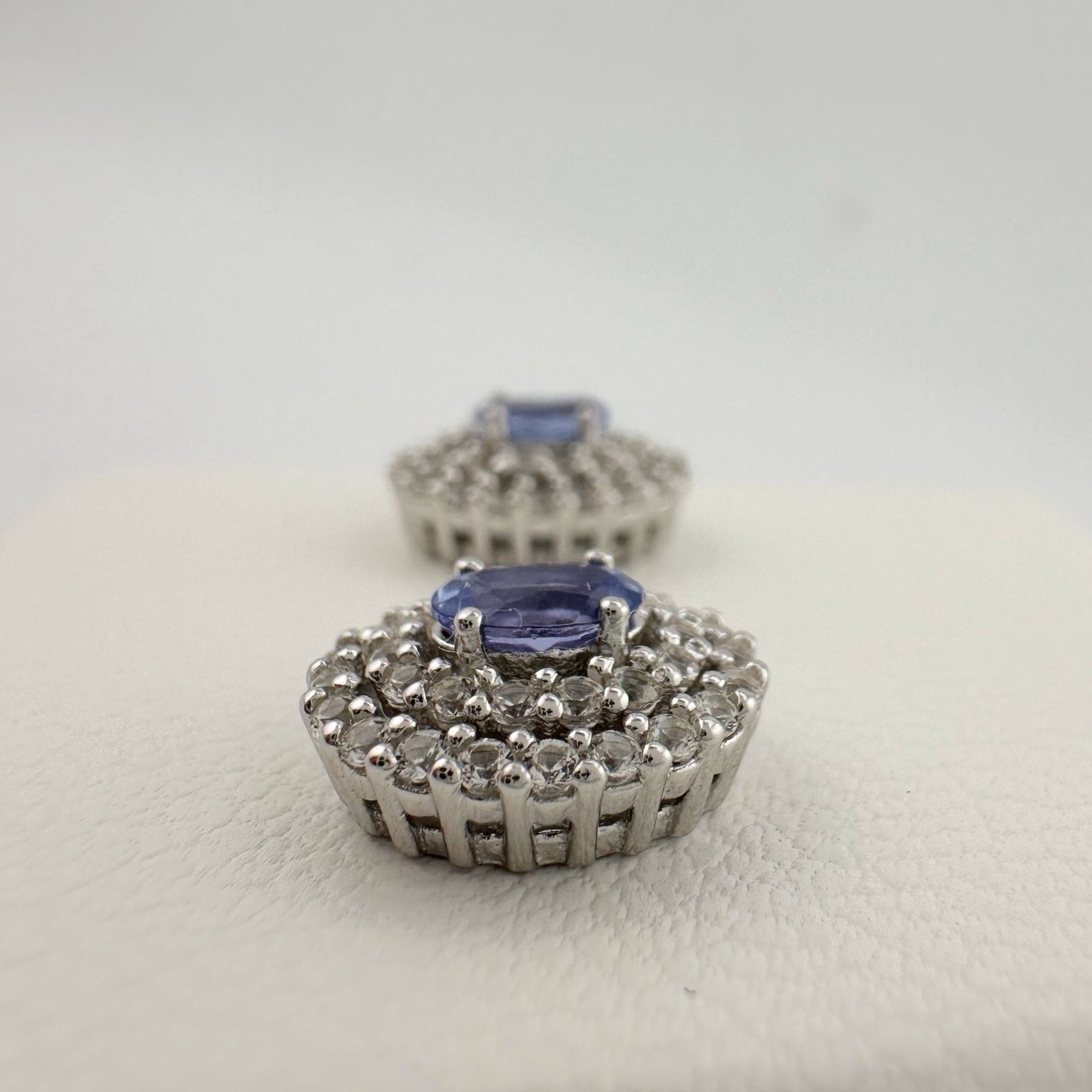 Beautiful Lab Created Tanzanite Halo Stud Earrings