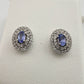 Beautiful Lab Created Tanzanite Halo Stud Earrings