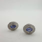 Beautiful Lab Created Tanzanite Halo Stud Earrings