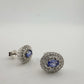 Beautiful Lab Created Tanzanite Halo Stud Earrings