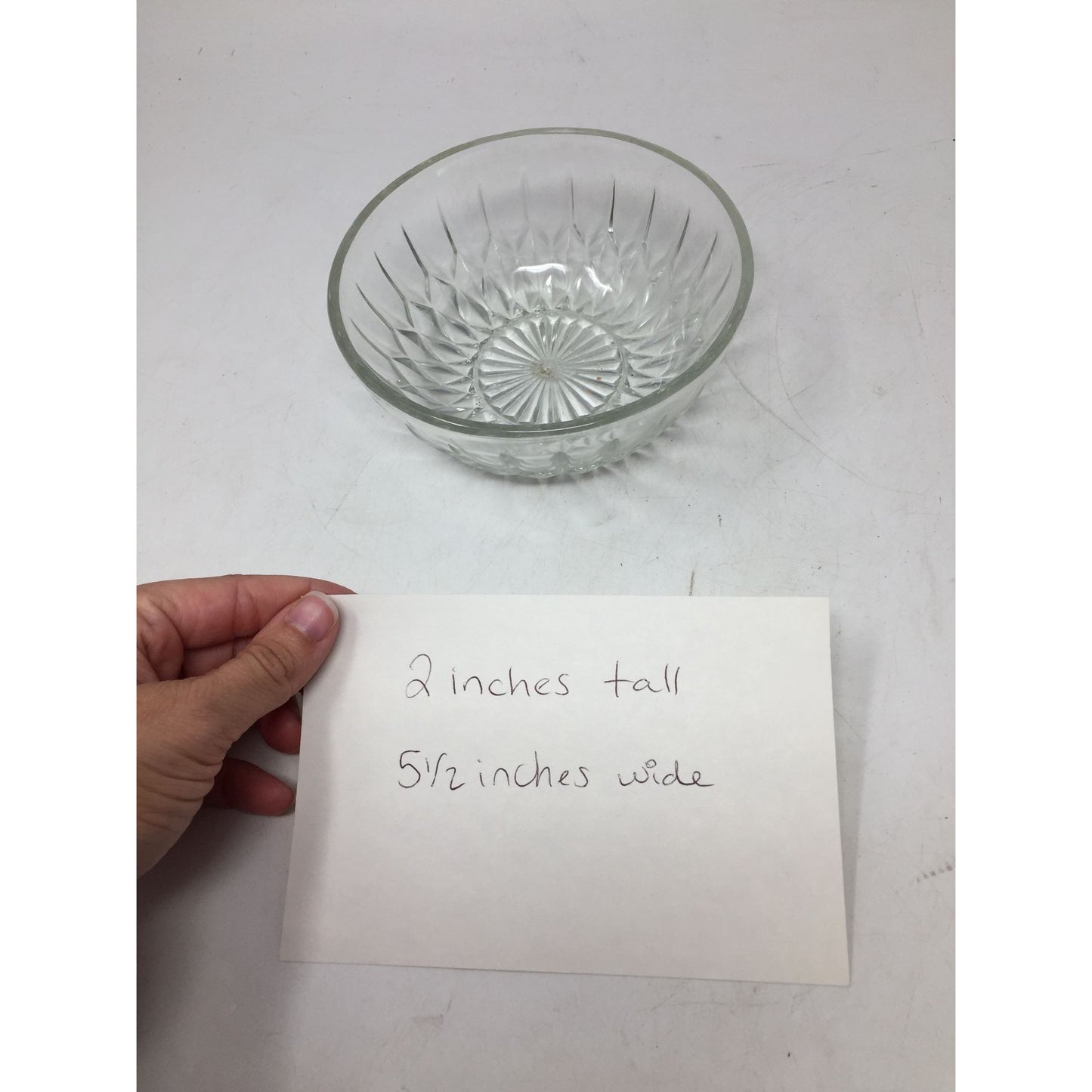 Vintage Clear Glass Bowl with Sunburst Design - 2'' tall and 5.5'' wide