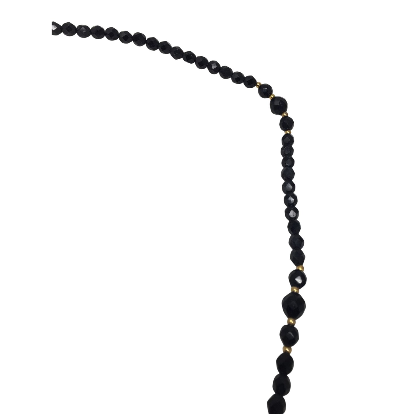 Women's Black Beaded Necklace with Gold Tone Clasp