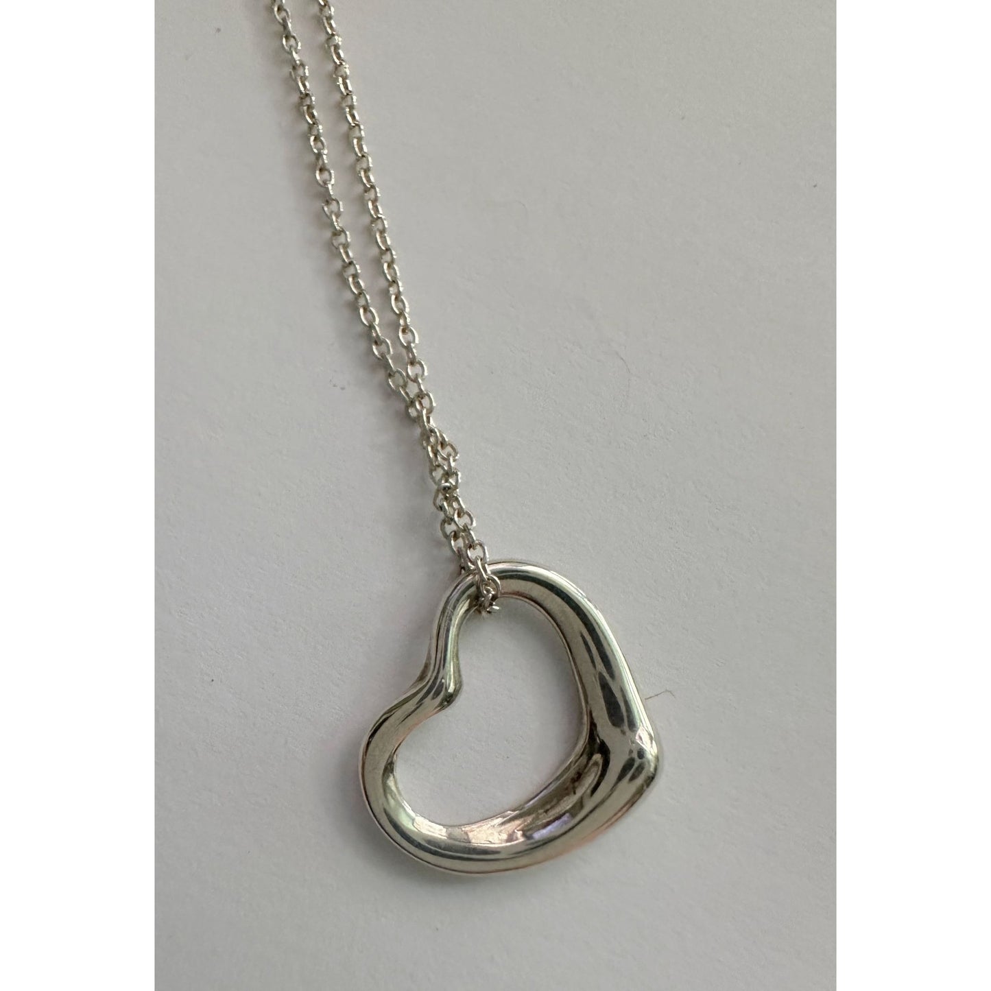 Tiffany & Co Elsa Peretti Open Heart Necklace in Sterling Silver with Dust Bag & Box