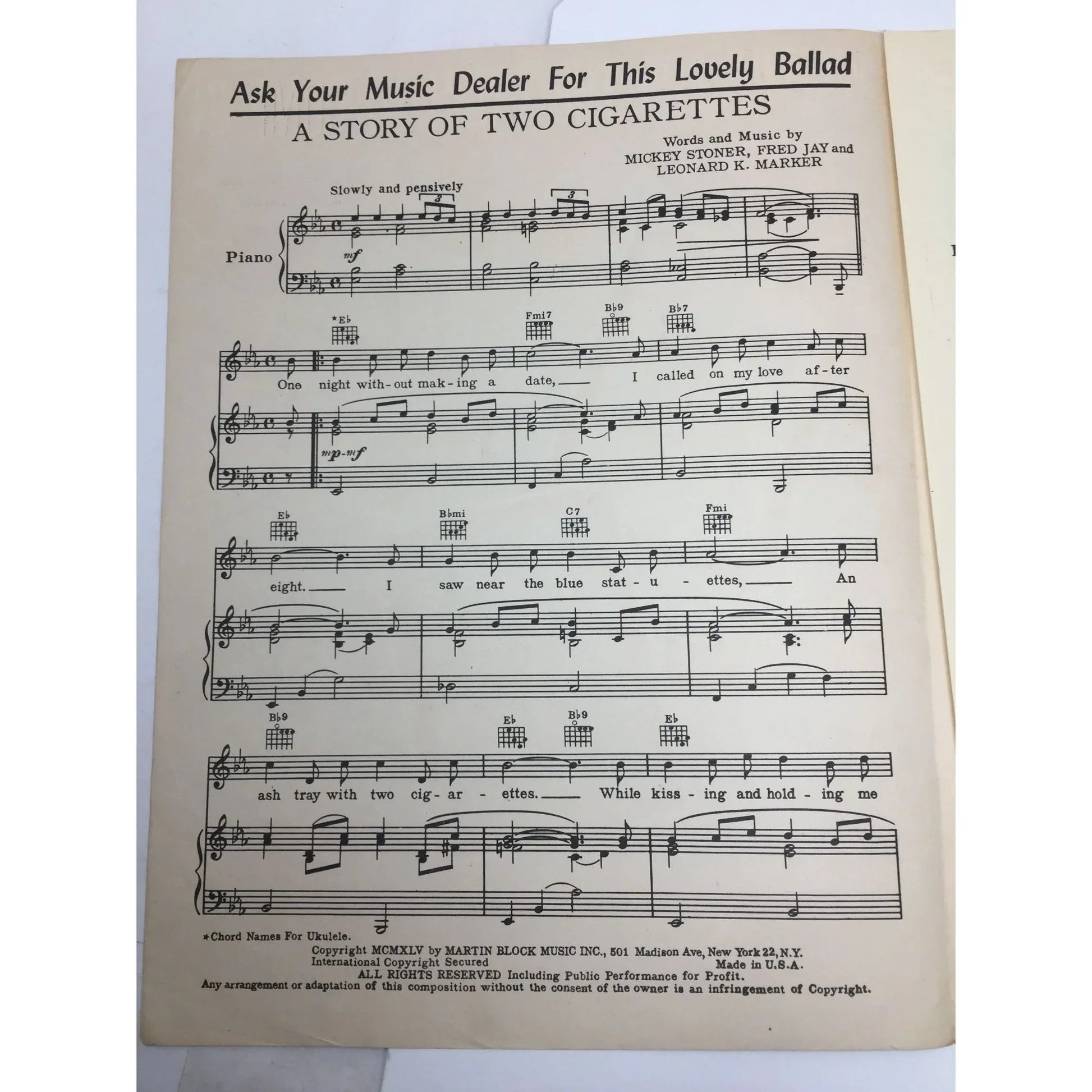 ''Waitin' For The Train To Come in'' by Sunny Skylar and Martin Block - A+ Stuff - SHEET MUSIC - A+ Stuff