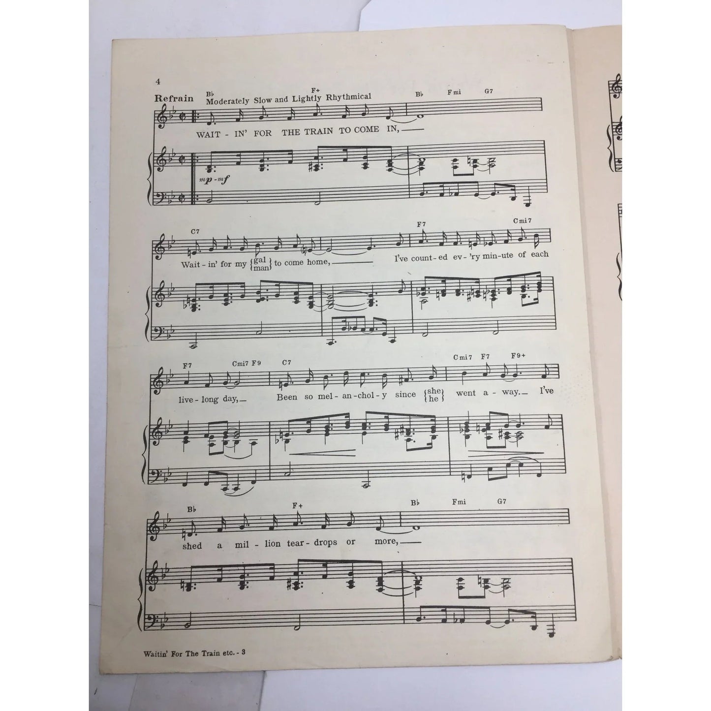 ''Waitin' For The Train To Come in'' by Sunny Skylar and Martin Block - A+ Stuff - SHEET MUSIC - A+ Stuff