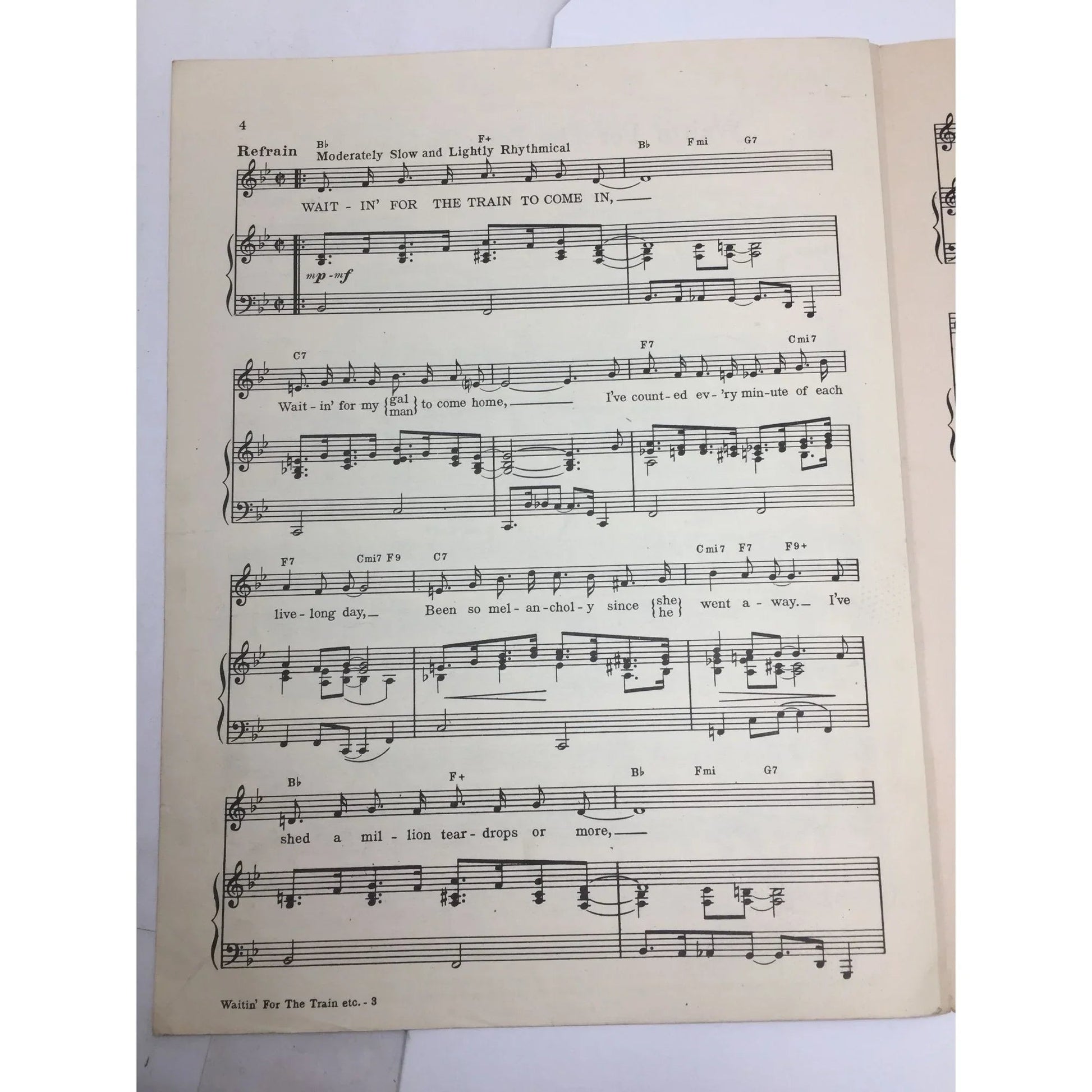 ''Waitin' For The Train To Come in'' by Sunny Skylar and Martin Block - A+ Stuff - SHEET MUSIC - A+ Stuff