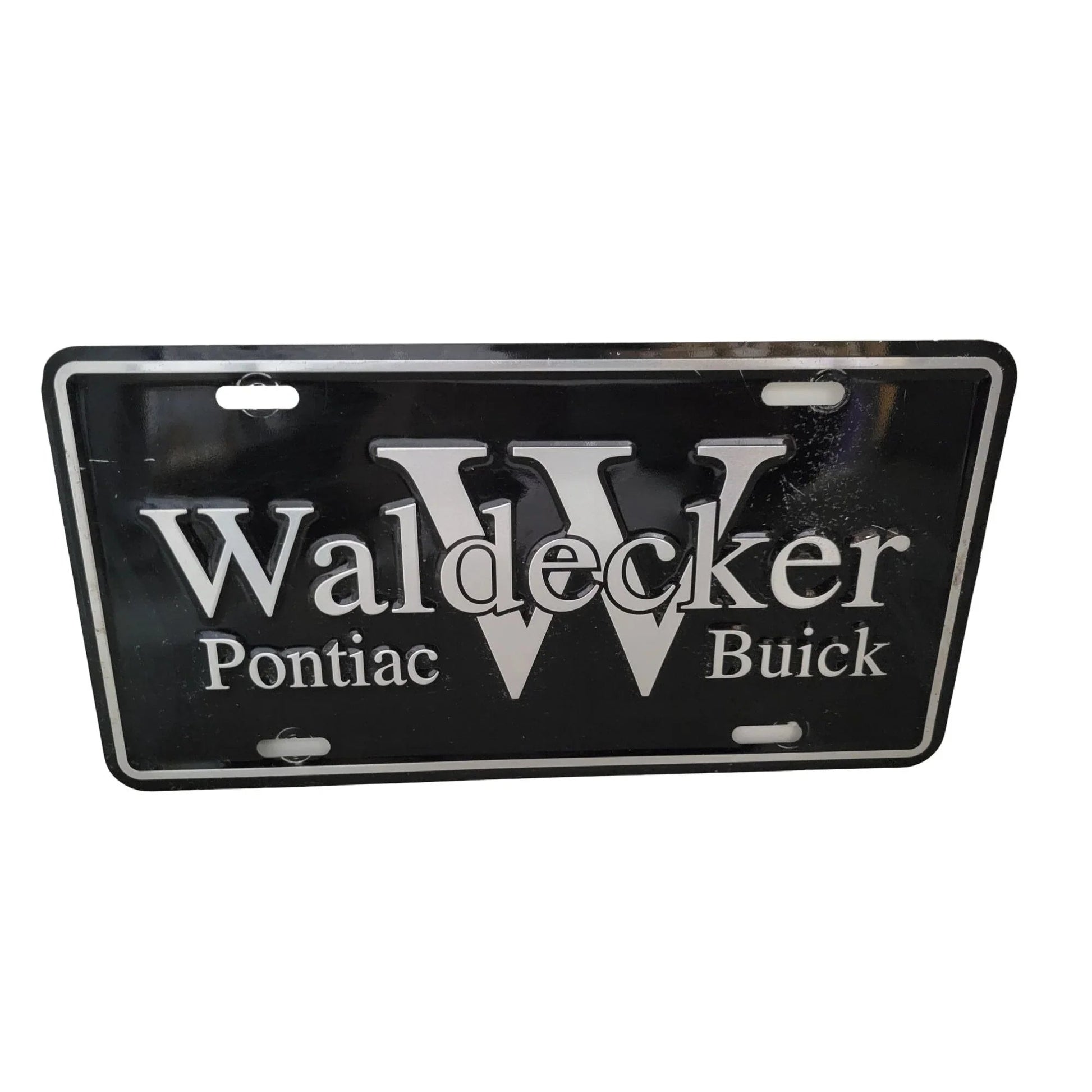 Waldecker Pontiac Buick License Plate - Black and Silver - A+ Stuff - Auto Part - A+ Stuff