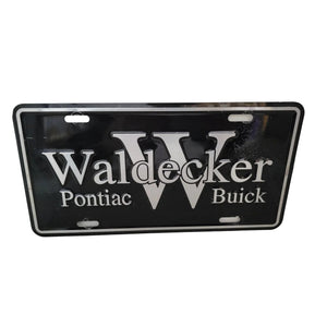 Waldecker Pontiac Buick License Plate- Black and Silver