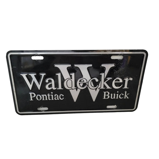 Waldecker Pontiac Buick License Plate - Black and Silver - A+ Stuff - Auto Part - A+ Stuff