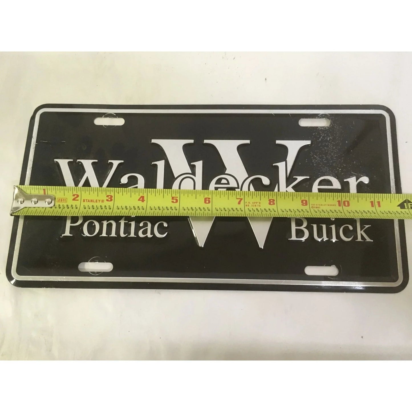 Waldecker Pontiac Buick License Plate - Black and Silver - A+ Stuff - Auto Part - A+ Stuff
