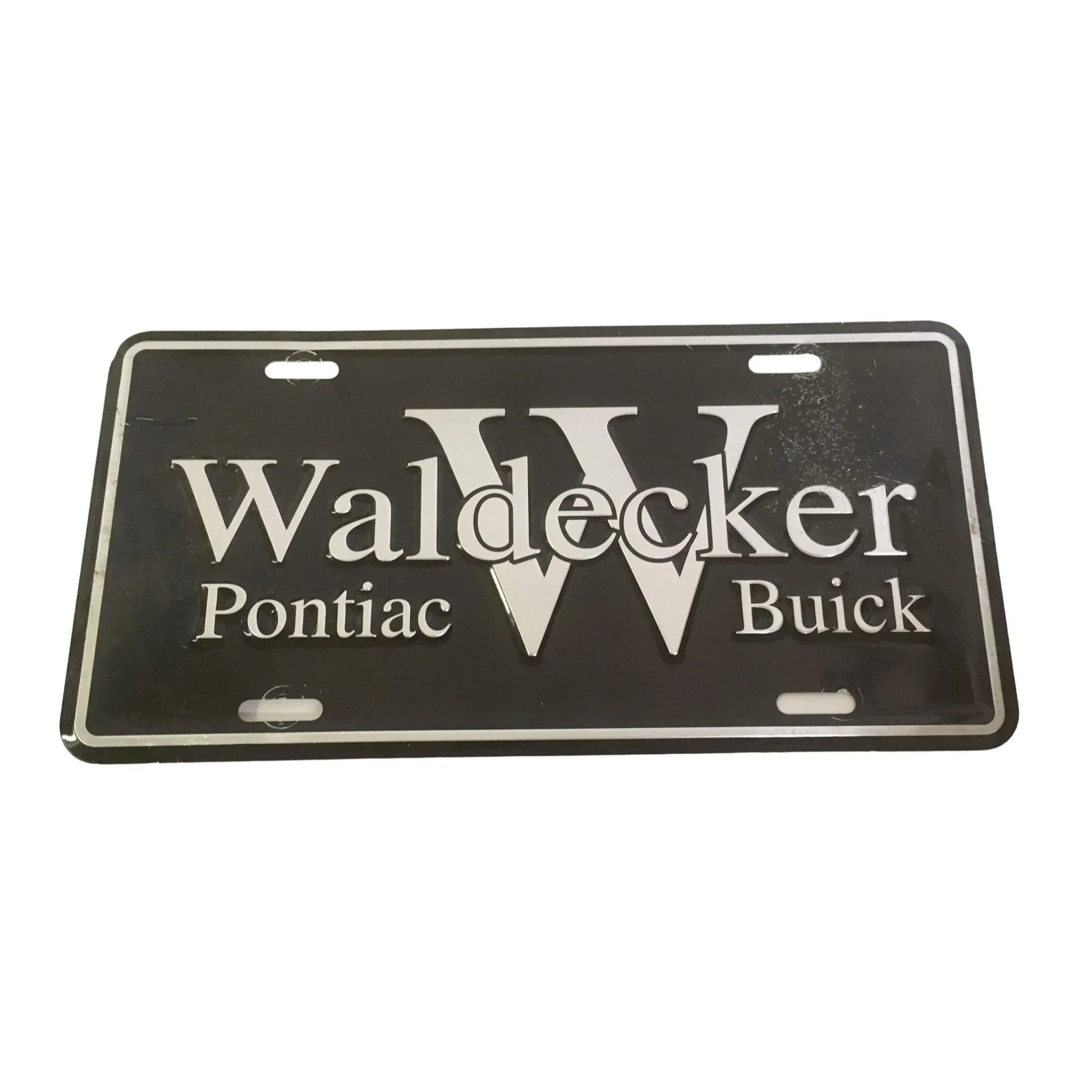 Waldecker Pontiac Buick License Plate - Black and Silver - A+ Stuff - Auto Part - A+ Stuff